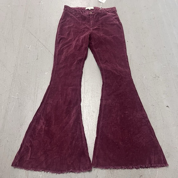 NWT Chelsea & Violet C & V Womens Corduroy Flare Pants Wine High-Rise Size 26 - Picture 1 of 6